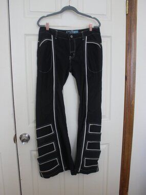 RARE Vintage Y2K MacGirl Cargo Pants Flare Black Size 11 Rave Goth Skater